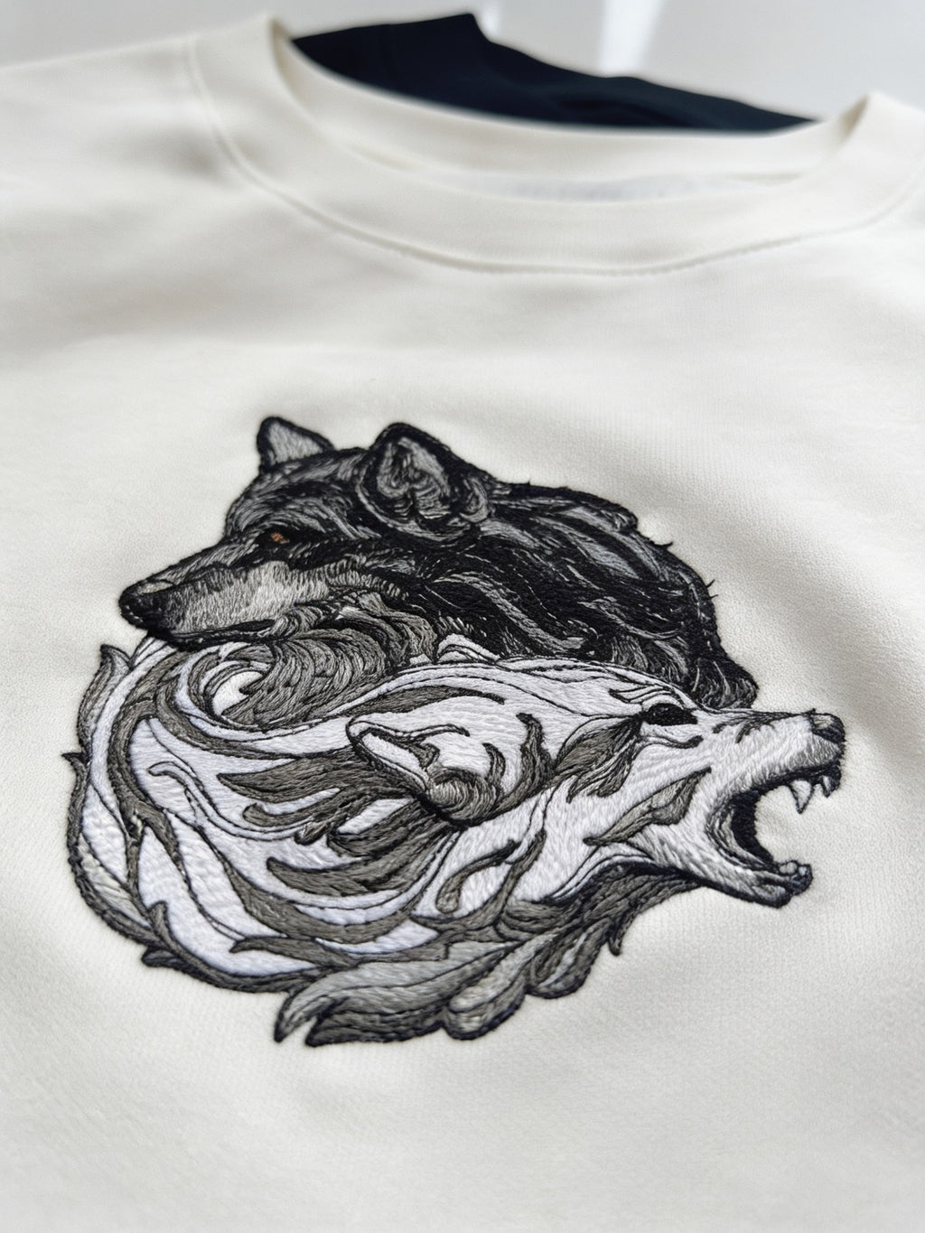 Yin Yang Wolf Nakışlı Sweatshirt