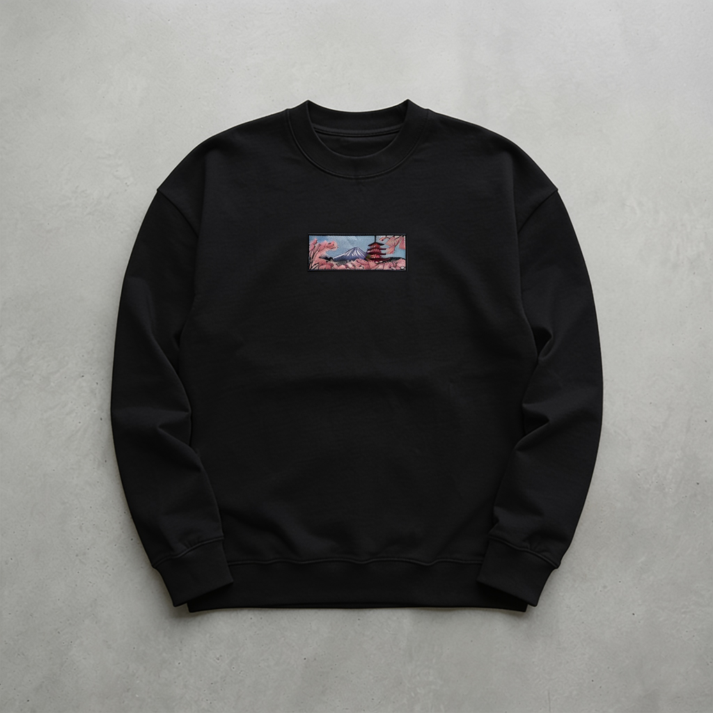 Fuji Japon Nakışlı Sweatshirt