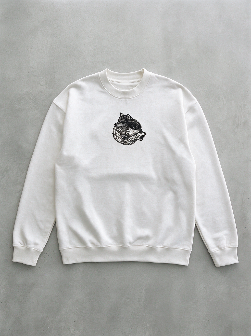 Yin Yang Wolf Nakışlı Sweatshirt